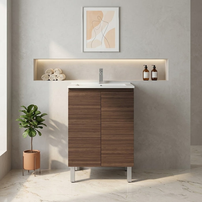 600-1800*460*880mm Poseidon Nordic Walnut Standard With Legs PVC Freestanding Vanity