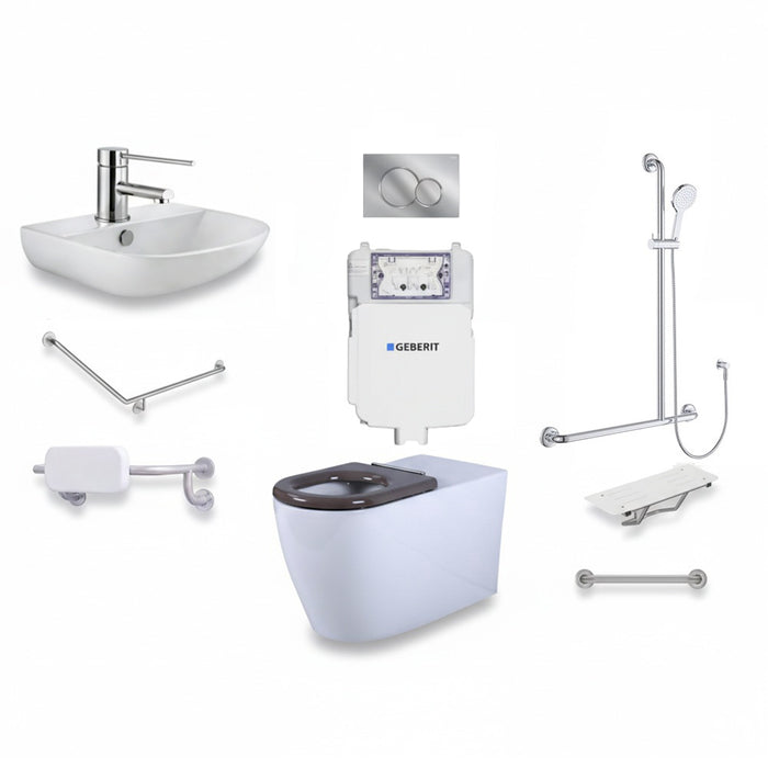 Right-Hand Integrated Accessible Care Bathroom Package - Complete Shower, Toilet & Support System