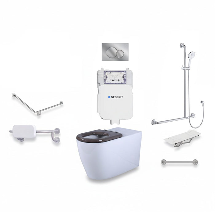 Right-Hand Integrated Accessible Care Bathroom Package - Complete Shower, Toilet & Support System