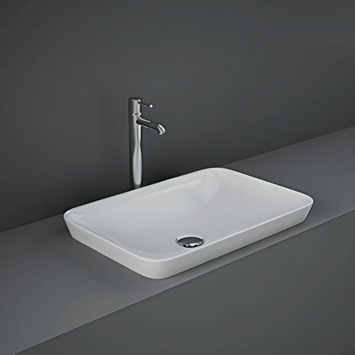 550*360*120mm FIE RAK Gloss White Vitreous China Variant Rectangle Semi-Inset Basin