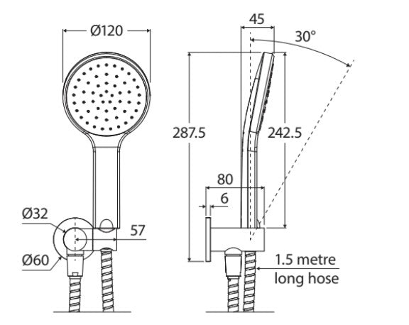 Fienza Kaya Brushed Copper Solid Brass Round Plate Hand Shower