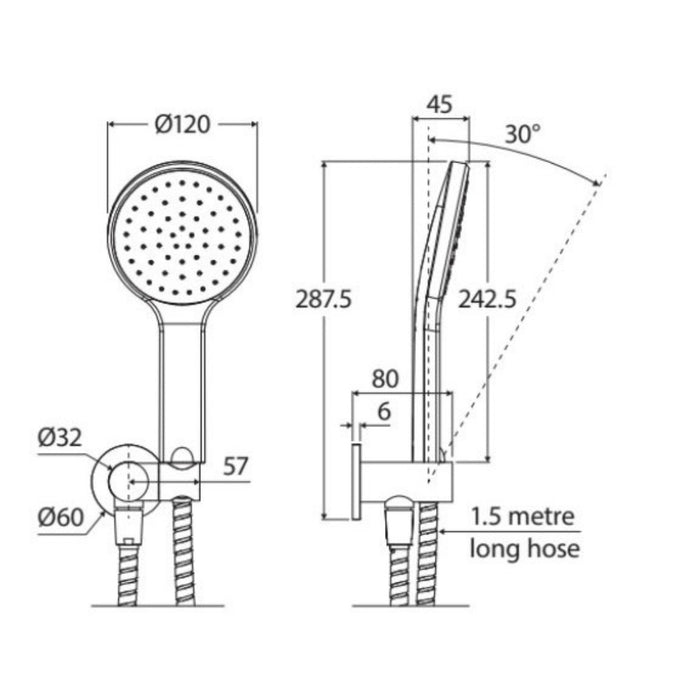 Fienza Kaya Solid Brass Round Plate Hand Shower