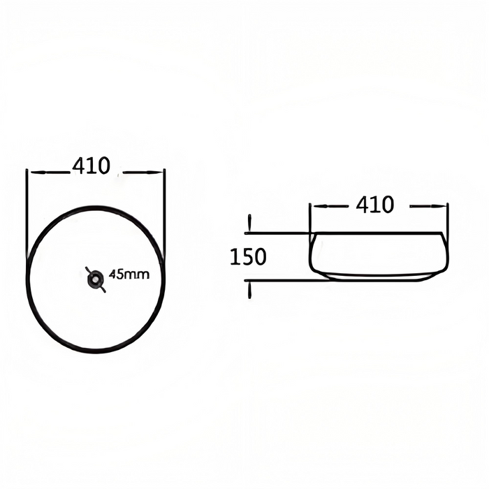 410*410*150mm Poseidon Color PA4343 Matt White And Copper Ceramic Round Above Counter Basin