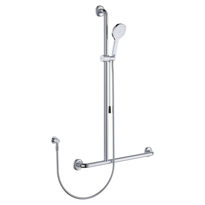Fienza Luciana Care Chrome Left / Right Hand Inverted T Rail Shower With Push/Pull Slider