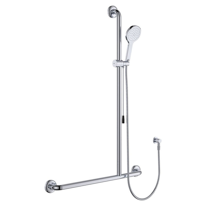 Fienza Luciana Care Chrome Left / Right Hand Inverted T Rail Shower With Push/Pull Slider