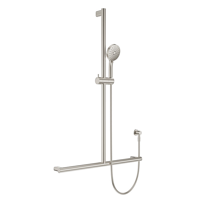 Left-Hand Accessible Care Bathroom Package – Shower, Toilet & Support System (Std & Plus - Brushed Nickel)