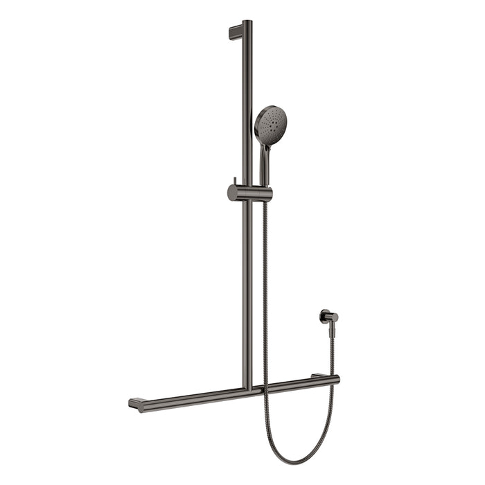 Left-Hand Accessible Care Bathroom Package – Shower, Toilet & Support System (Std & Plus - Gun Metal)
