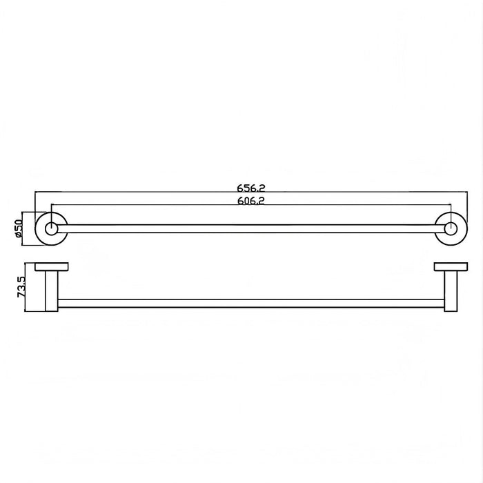 600mm ACL Otus Slimline Stainless Steel Single Round Towel Rail