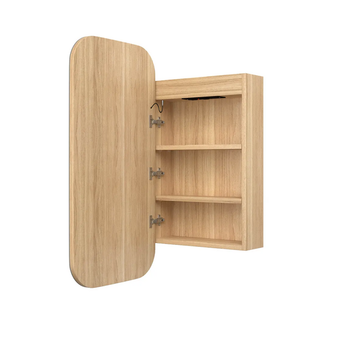 900-1500*750mm Otti LED Newport Woodland Oak Rectangle Curved Moisture Resistant Plywood Shaving Cabinet