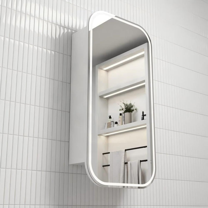 450*900mm Aulic Vienna LED Square Frameless Copper-free Matt White Shaving Cabinet