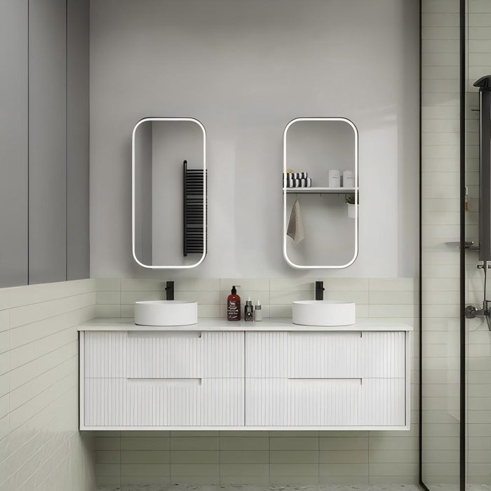 450*900mm Aulic Vienna LED Square Frameless Copper-free Matt White Shaving Cabinet
