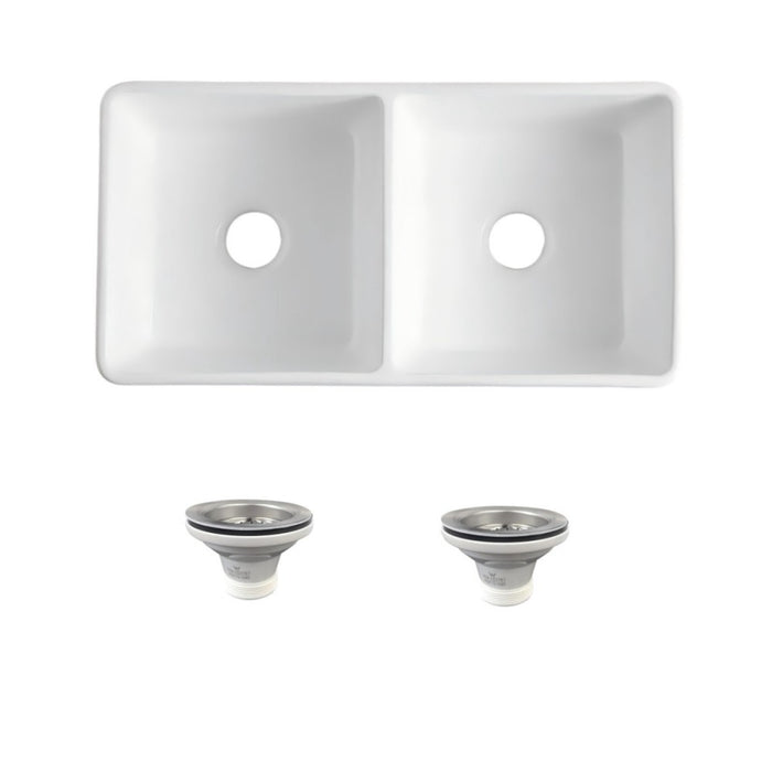 855*460*255mm Otti Boston Butler White Ceramic Kitchen Double Bowl Sink