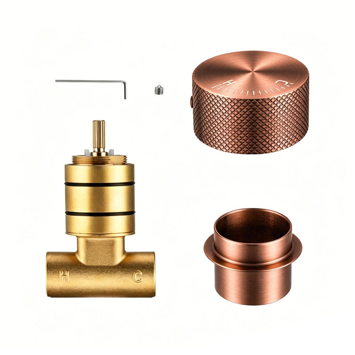 Aquaperla Progressive Brushed Copper Round Wall Mixer Handle