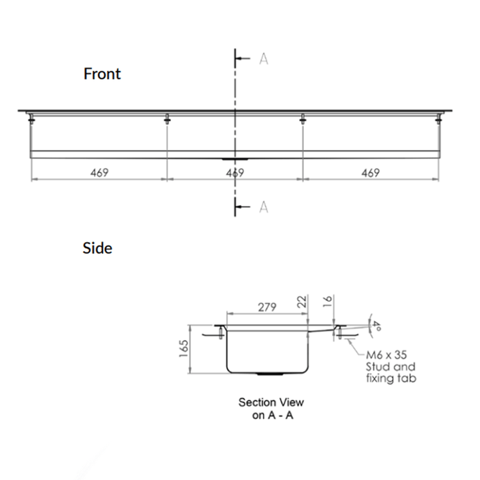 1200-1800mm 3monkeez Stainless Steel 50mm Centre Outlet Practical Activities Trough