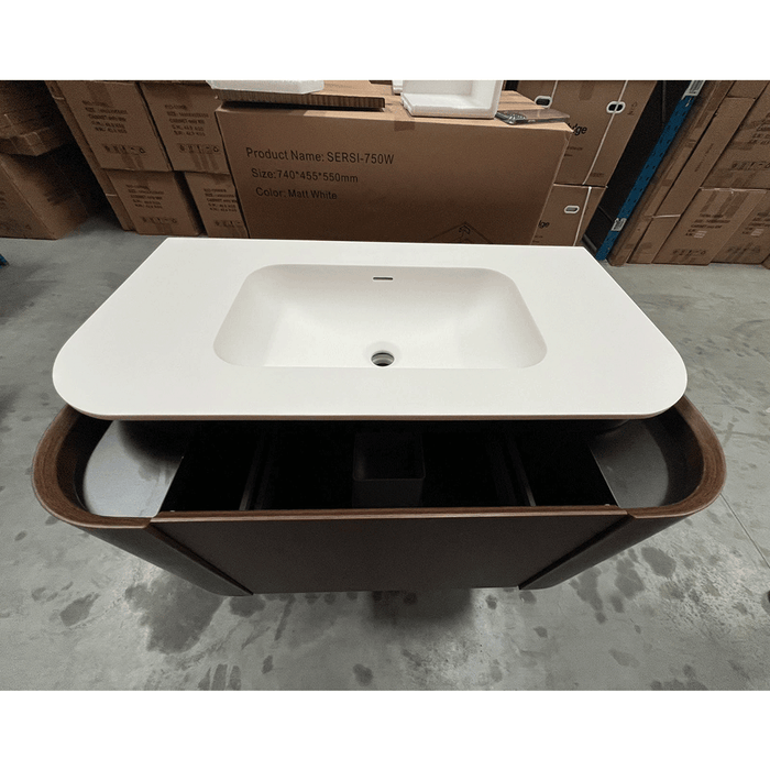 900-1500*455*430mm Infinity FELIX Walnut Plywood With One Main Drawer And Two Side Drawers Wall Hung Vanity