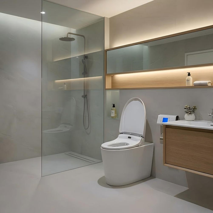 580mm Kohler Grande Rimless Wall Faced Smart Toilet With Electronic Handheld Remote Bidet Seat