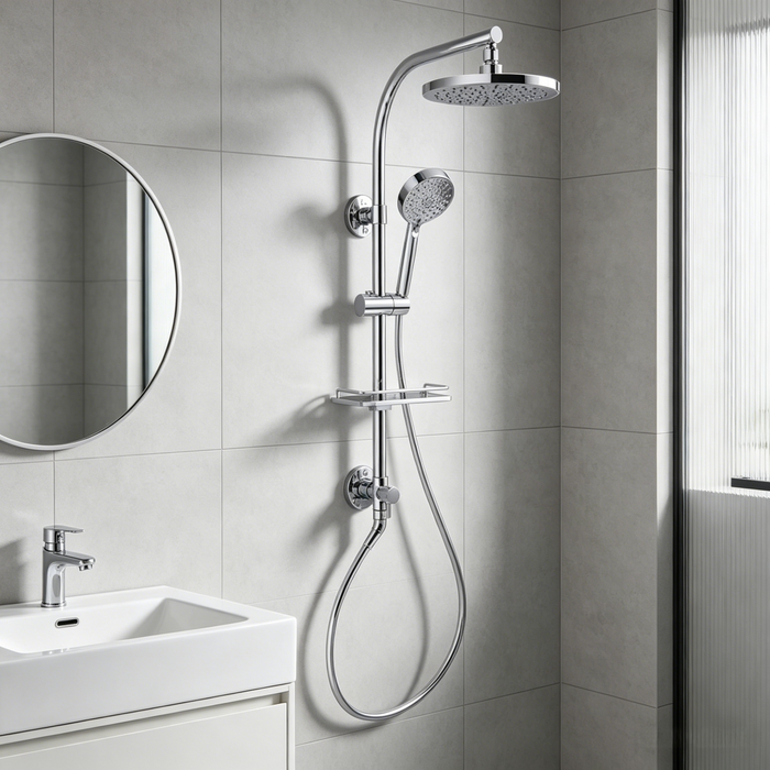 540mm Kohler HydroRail Rain Metal Premium Chrome Round Column Shower
