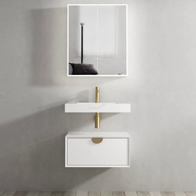 600-1500*460*250mm OTTI Moonlight Polyurethane White Satin High Moisture Resistant Plywood Bathroom Wall Hung Vanity
