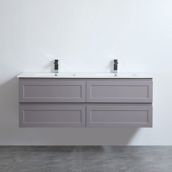600-1500*460*560mm Matt Grey Bathroom Vanity Wall Hung Cabinet Only and Ceramic/Stone Top Available