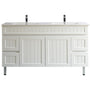 900-1500*460mm Acacia Matte White Bathroom Vanity Freestanding With Kickboard Left/Right Drawers Cabinet Only and Ceramic/Stone Top Available - HD reno