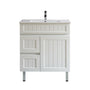 600-750*460mm Acacia Matte White Bathroom Vanity Freestanding With Kickboard Left/Right Drawers Cabinet Only and Ceramic/Stone Top Available - HD reno
