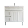 900-1500*460mm Acacia Matte White Bathroom Vanity Freestanding With Legs Left/Right Drawers Cabinet Only and Ceramic/Stone Top Available - HD reno
