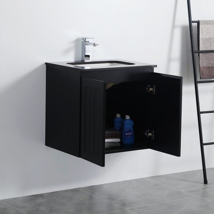 600-1500*460*580mm Lukka Archill Federation Matt Black PVC Fluted Wall Hung Vanity