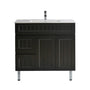 900-1500*460mm Acacia Matte Black Bathroom Vanity Freestanding With Legs Left/Right Drawers Cabinet Only and Ceramic/Stone Top Available - HD reno