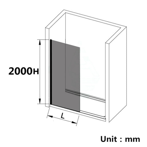 900-1200mm 10mm Toughened Dark Glass Fixed Panel with Wall Channel Shower Screens - HD reno