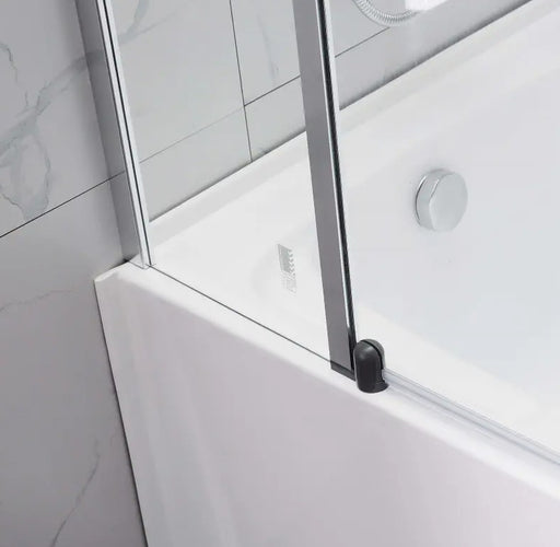 1000/1200x1500mm Covey Fixed and Swing Over Bathtub 6mm Tempered Glass Chrome / Black Shower Screens - HD reno