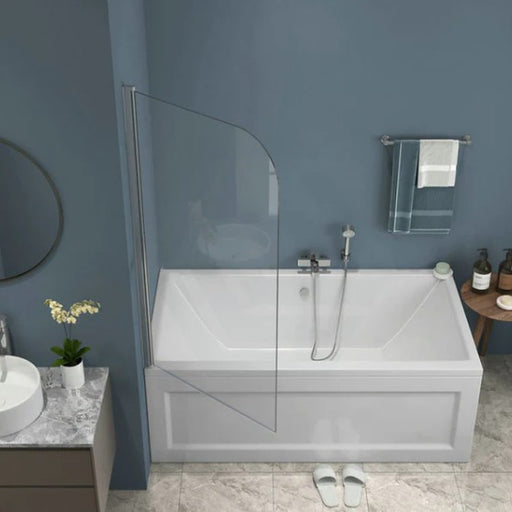 750/900x1500mm Over Bathtub Chrome/Matt Black Hardware 6mm Glass Swing Panel Shower Screens - HD reno