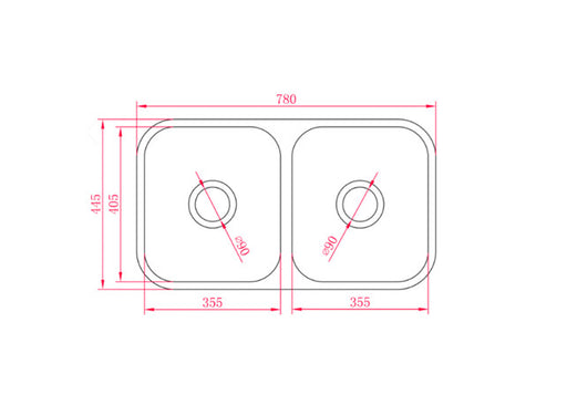 780*480*170mm BK Traditionell 304 Stainless Steel Chrome Square Top Mount Double Bowls Laundry Kitchen Sink - HD reno