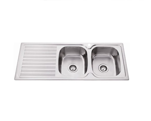 1180*480*170mm Traditionell 304 1TH Stainless Steel Square Top Mount Wirh Drainer Laundry Kitchen Sink - HD reno