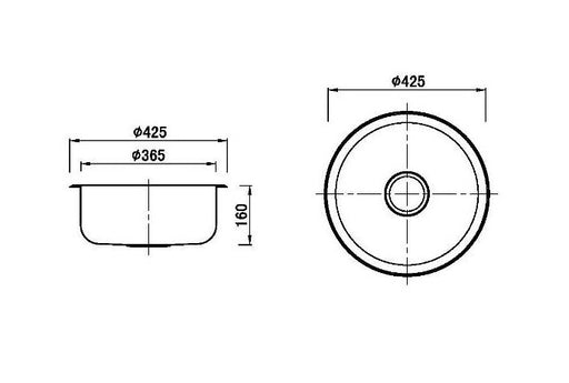 430*430*170mm BK Traditionell 304 Stainless Steel Chrome Round Top Mount Single Bowl Laundry Kitchen Sink - HD reno