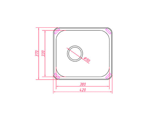 420*370*170mm BK Traditionell 304 Stainless Steel Chrome Square Top Mount Single Bowl Laundry Kitchen Sink - HD reno