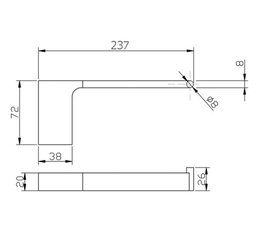 250mm BK KOMPAKT ECKIG Chrome/Brushed Nickel/Matt Black Brass Single Square Bars Towel Rails - HD reno