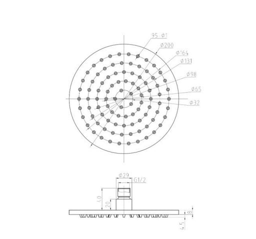 200mm BK Rund Brass Chrome/Matt Black Round Shower Heads - HD reno