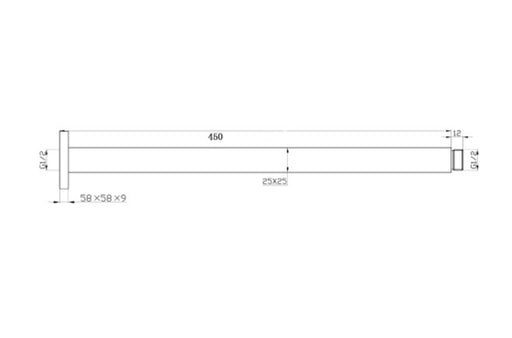450mm BK Eckig Ceiling Brass Chrome/Matt Black/Brushed Nickel Square Droppers & Arms - HD reno