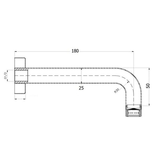 180mm BK Rund Chrome/Matt Black/Brushed Nickel Brass Round Bath Spout - HD reno