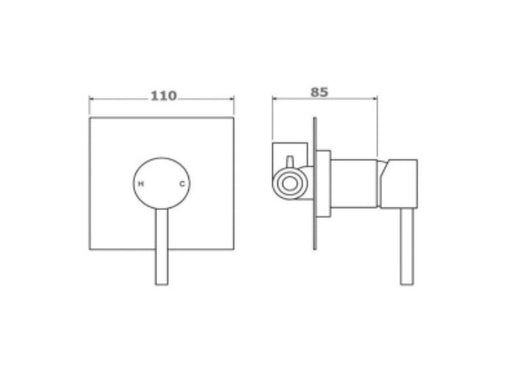 BK Rund Chrome/Matt Black Premium Brass Round Bath/Shower Wall Mixer - HD reno