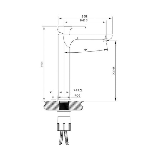 BK Luxus Chrome/Matt Black/Brushed Nickel/Brushed Gold/Brushed Gun Metal Brass Tower Tall Basin Mixer - HD reno