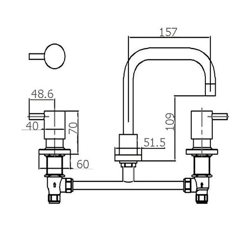 BK Wahlen 10 Chrome Brass Pin Quarter Turn Basin Set - HD reno