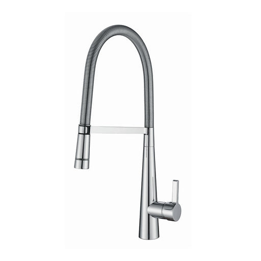 BK Kuchendesigner Chrome Brass Round Pull Out Swivel Gooseneck Kitchen Mixer With LED - HD reno
