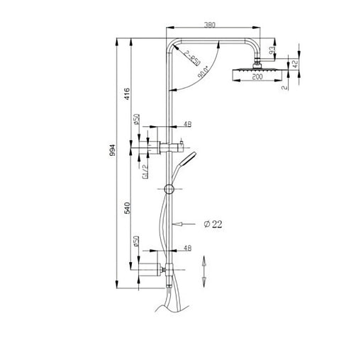 BK Rund Brass Multi-Function Sliding Shower With Overhead Rain Shower Twin Showers - HD reno