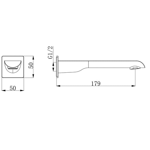 180mm BK Chrome/Matt Black/Brushed Nickel Brass Square Bath Spout - HD reno