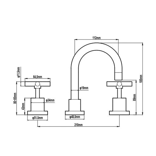 BK Wahlen 10 Chrome Brass Cross Handle Basin Tap Set - HD reno
