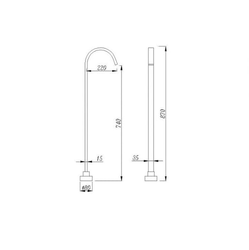 Aquaperla Chrome/Matt Black/Brushed Gold/Brushed Nickel/Gunmetal Grey Stainless Steel Square Freestanding Bath Spout - HD reno