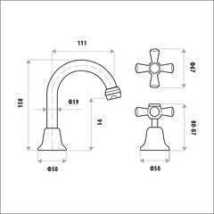 Mode Basin Set Chrome Three-Piece Set Brass