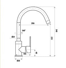Loui Sink Mixer Matt Black Swivel Spout
