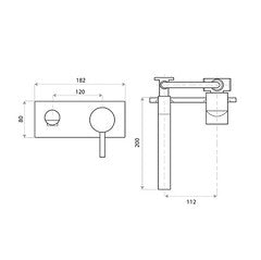 Dan Elle Wall Outlet Set Pin Lever Handles Chrome